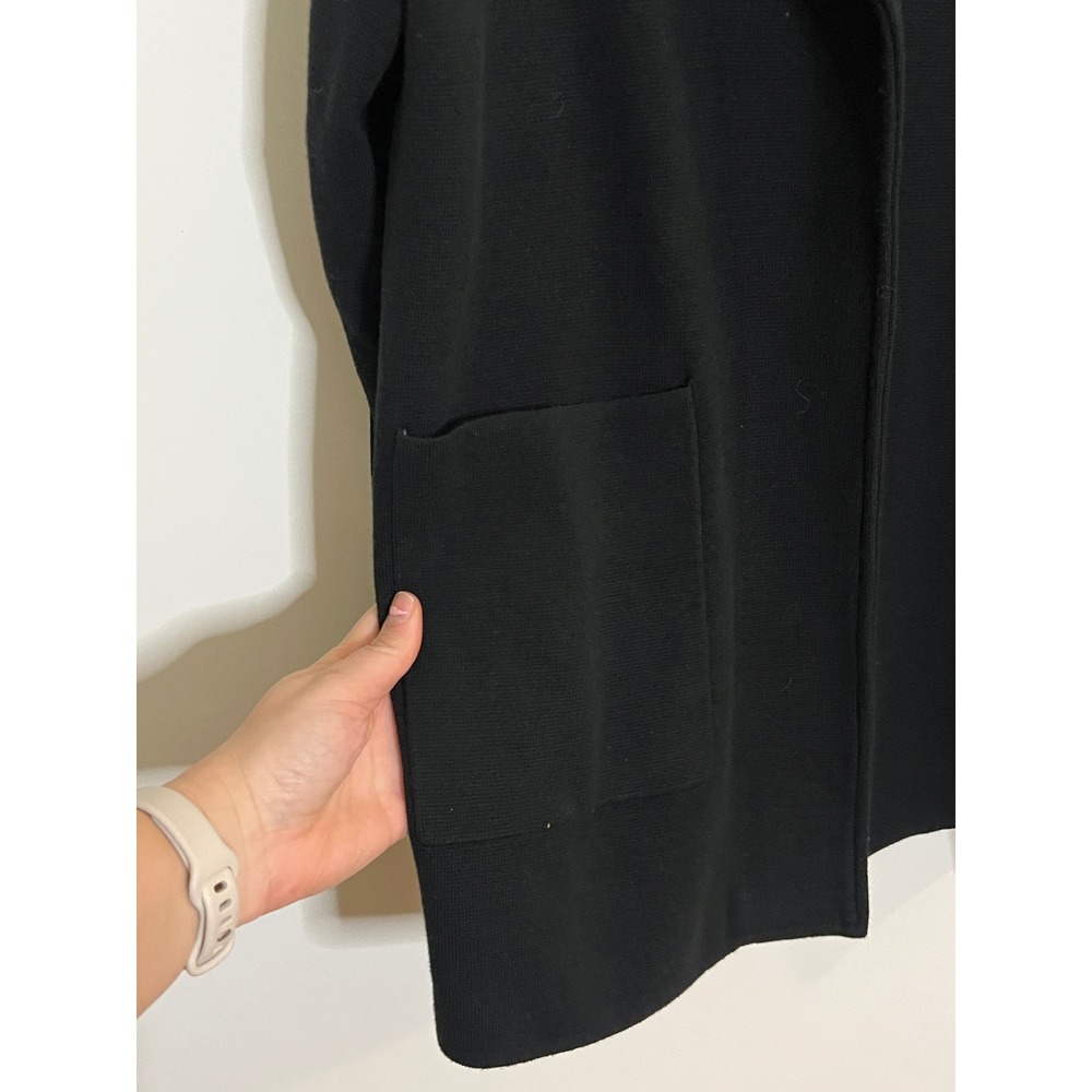 Quince Open Knit Cardigan Sweater Blazer Black Organic Cotton Women Size Large - Picture 3 of 6